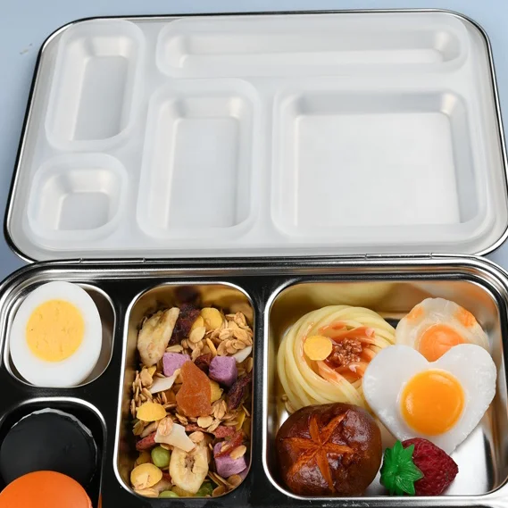 2022 Aohea  lanch box Lunch Box Sealed Leakproof High Capacity Food Container 2 5 Compart Steel Metal Tiffin Bento Lunch Box