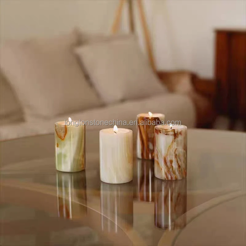 Wholesale Onyx Marble Candle Jar Holder Candle Vessels With Lid Home