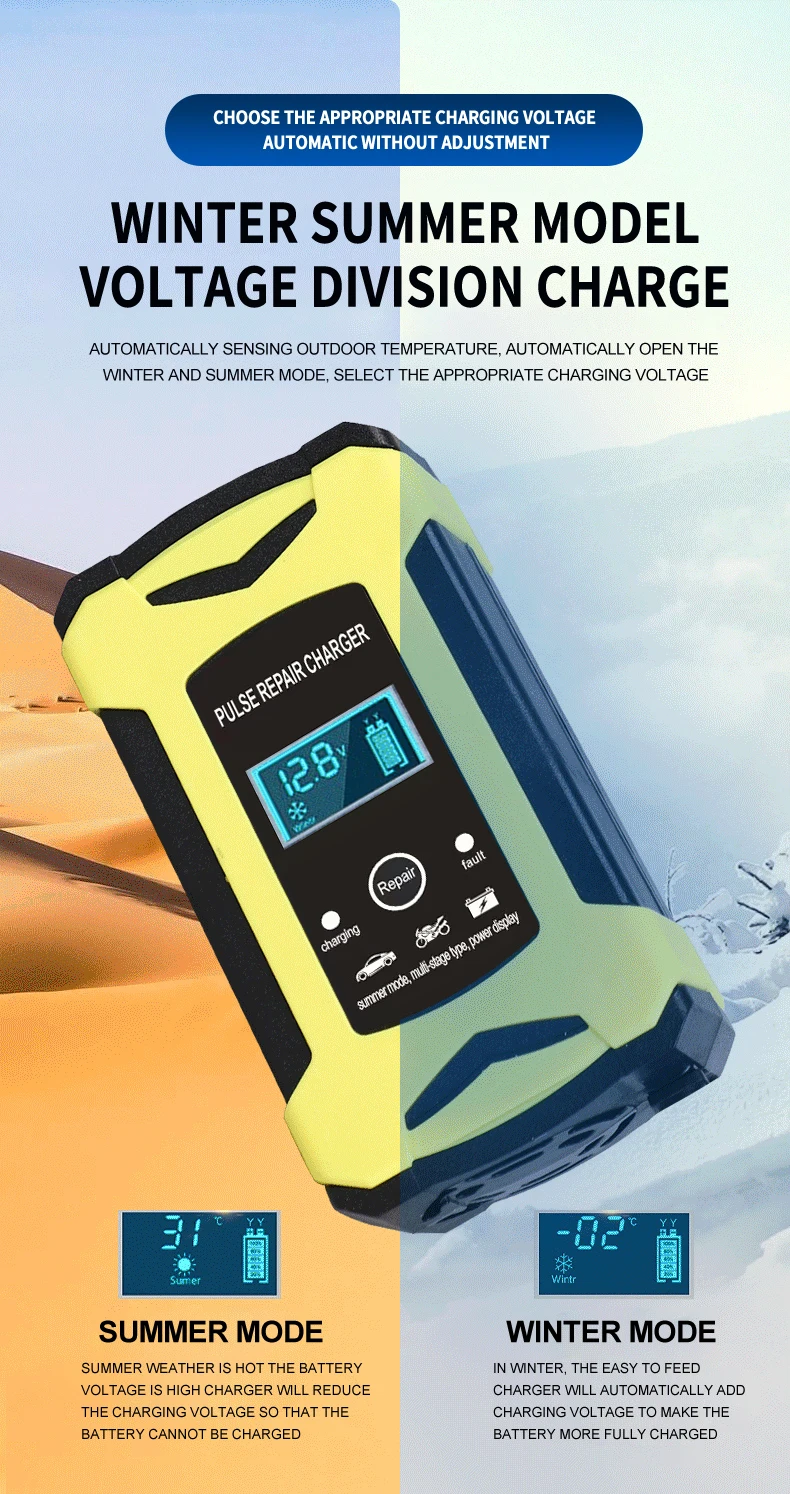 Automatic fast 12V car battery charger 12v 6a Maintenance-free deepcycle 12 volt trickle battery charger with pulse repair_14