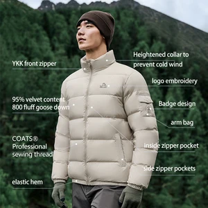 Pelliot Men's Reversible 95% Goose Down Outdoor Bomber Jacket 800 Fill Warm Windproof for Autumn/Winter for Mountaineering