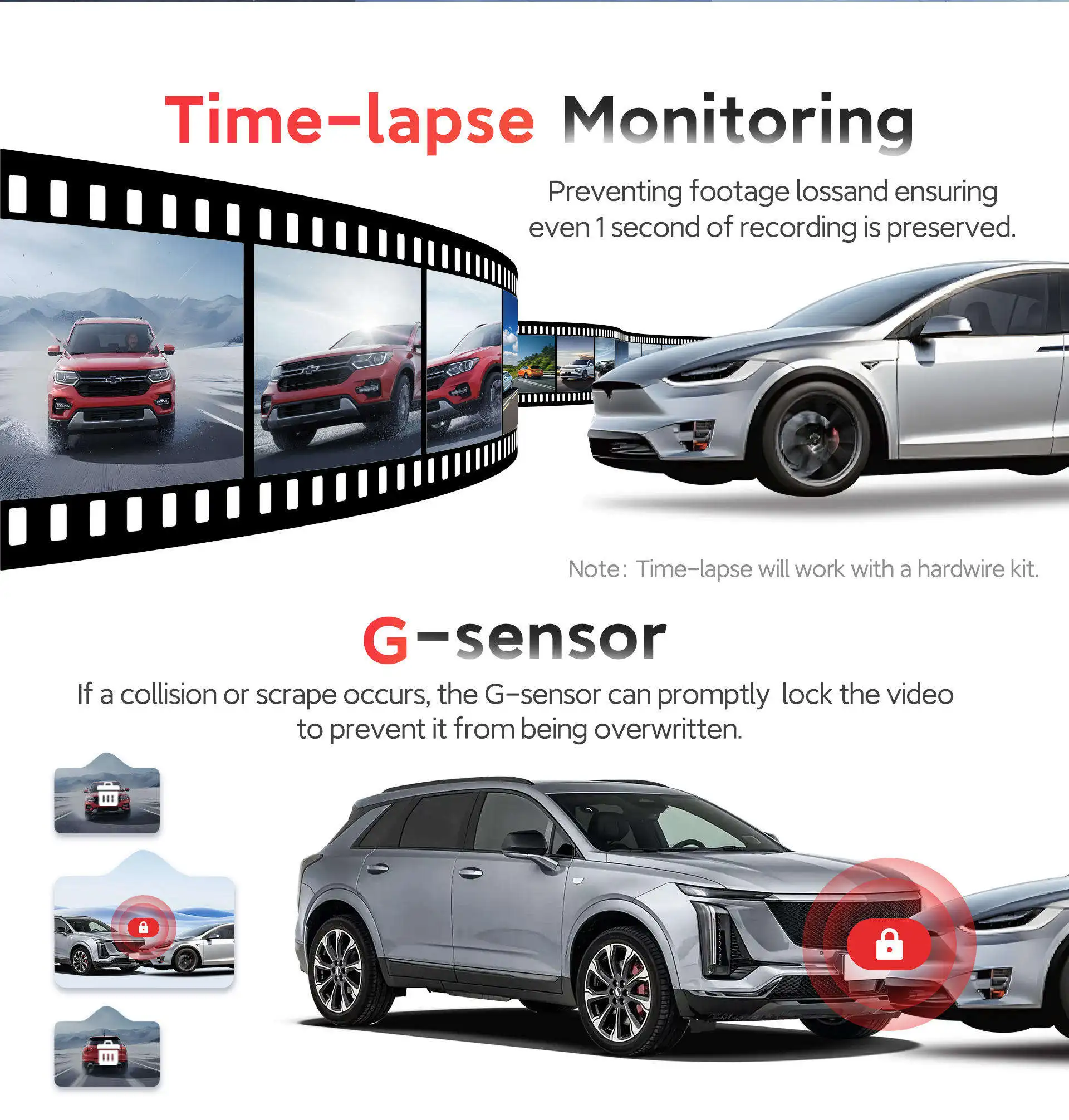 VIEVGUARB VS1125 Dash Cam Night Vision Loop Recording Parking Monitor 4K WiFi Wide Angle Front and Rear Cabin