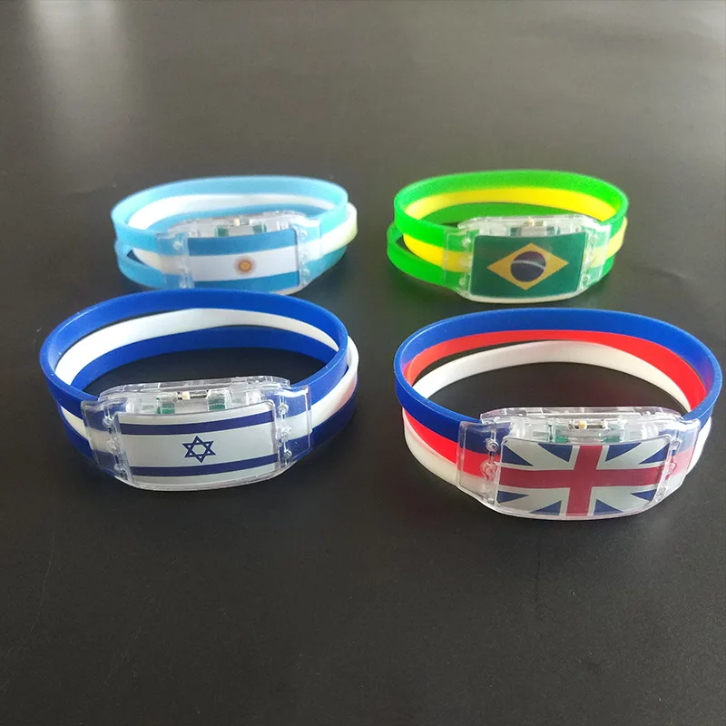 Qatar  2022 Bracelet Customized LED Lighting National Flag Silicone Bracelet Cheering Props 2022 Merchandise