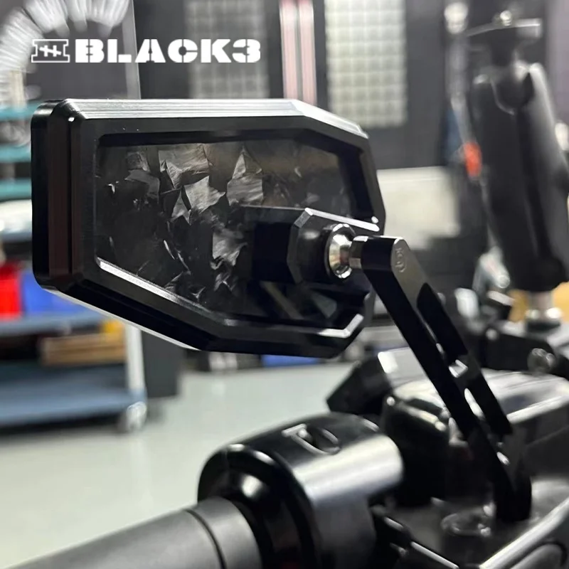 【未使用】 ハーレーダビットソン カーボン ミラー BLACK 3 CUSTOM New Black3 Motorcycle PB カーボンファイバーサイドミラー LowRider ST用
