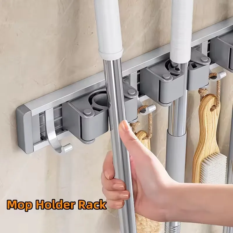 Self-Adhesive Metal Mop & Broom Organizer