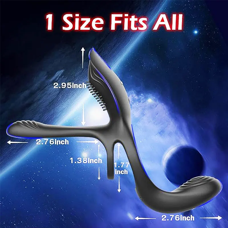 3 in 1 Vibrating Cock Ring With 10 Modes Penis Rings Vibrator for Man
