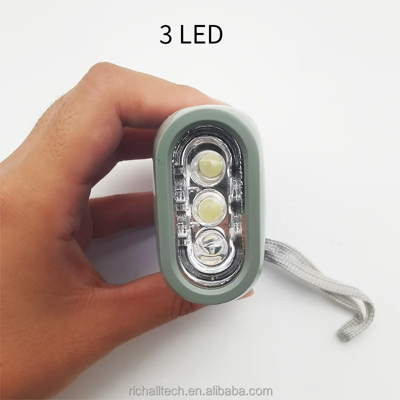 Hand Crank Dynamo 3 LED Plastic Portable Tactical Flashlight Emergency Camping Earthquake Torch Light