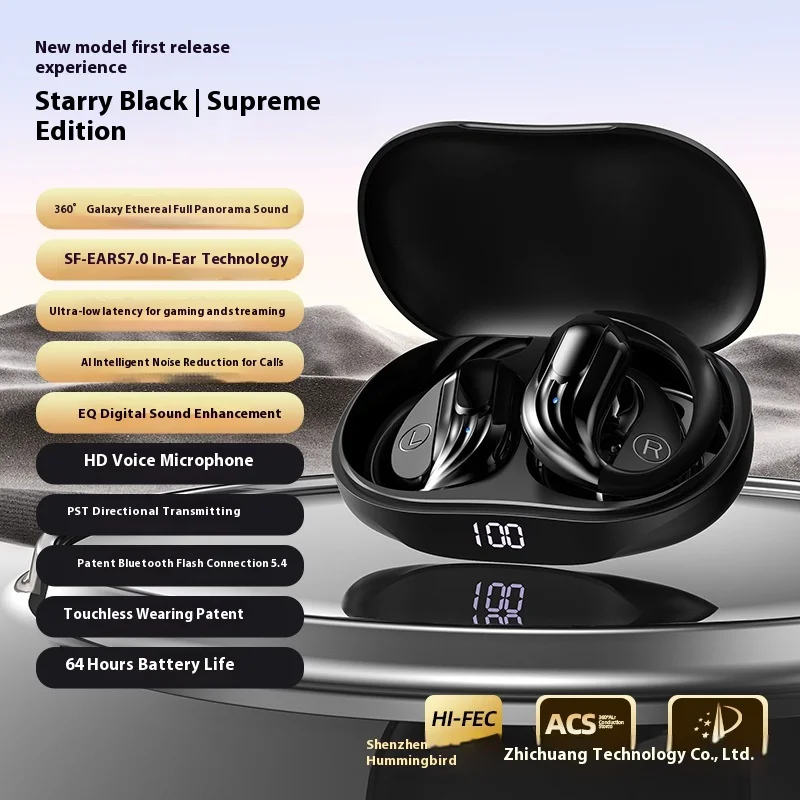 2025 New Private Model OWS Wireless for Bluetooth Ear-Hanging TWS Headset LED Digital Di aperçu 6