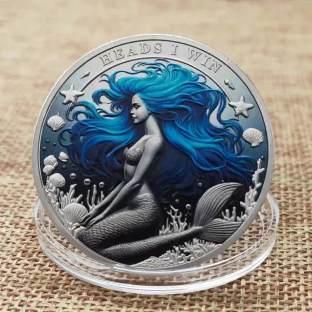 Antique Fairy Tale Mermaid Commemorative Coin Custom Gold Plated Copper Zinc Alloy Souvenir Cute Love Themed Collectible Gift