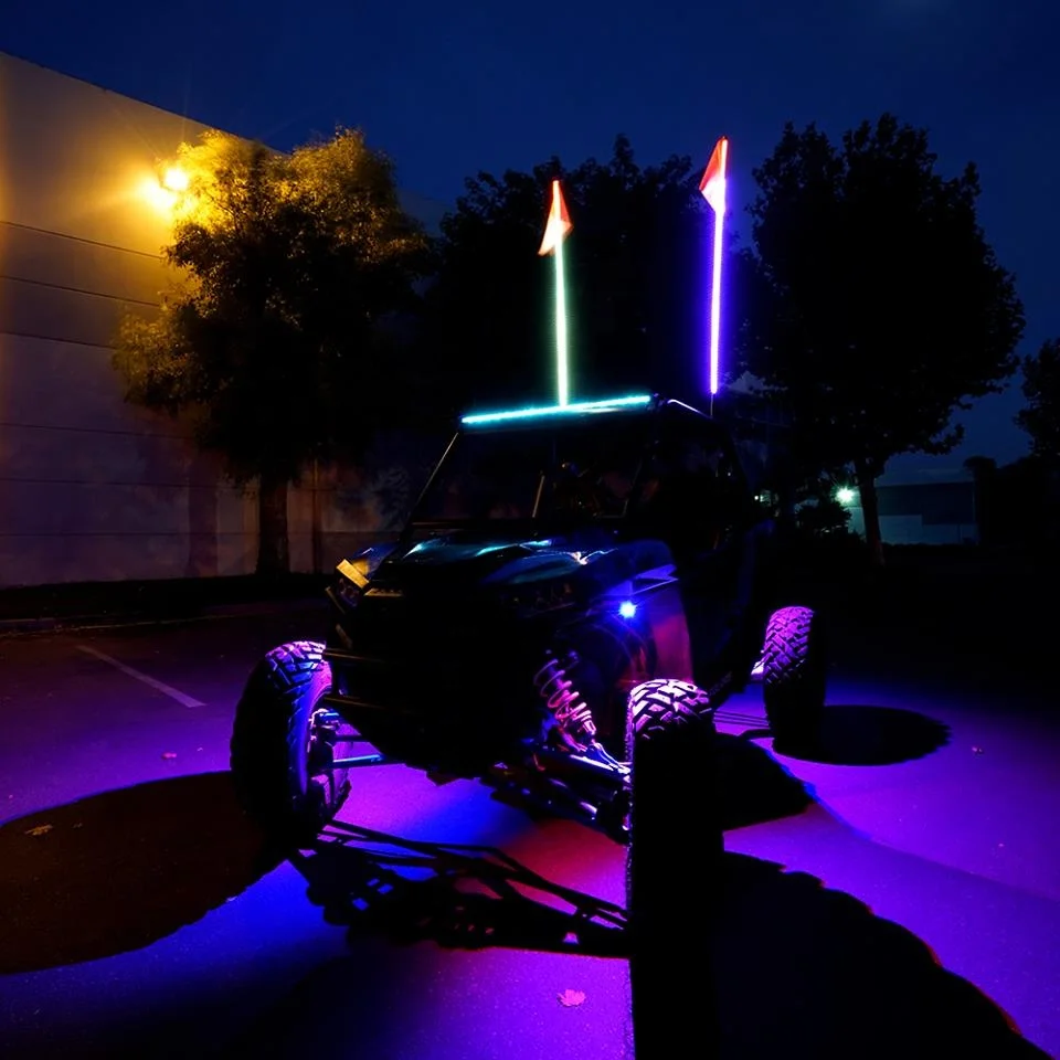 ADT Red LED Safety Whip Single Color Antennas Flag Pole LED Lighted Whip for ATV UTV Buggy RZR Offroad Car