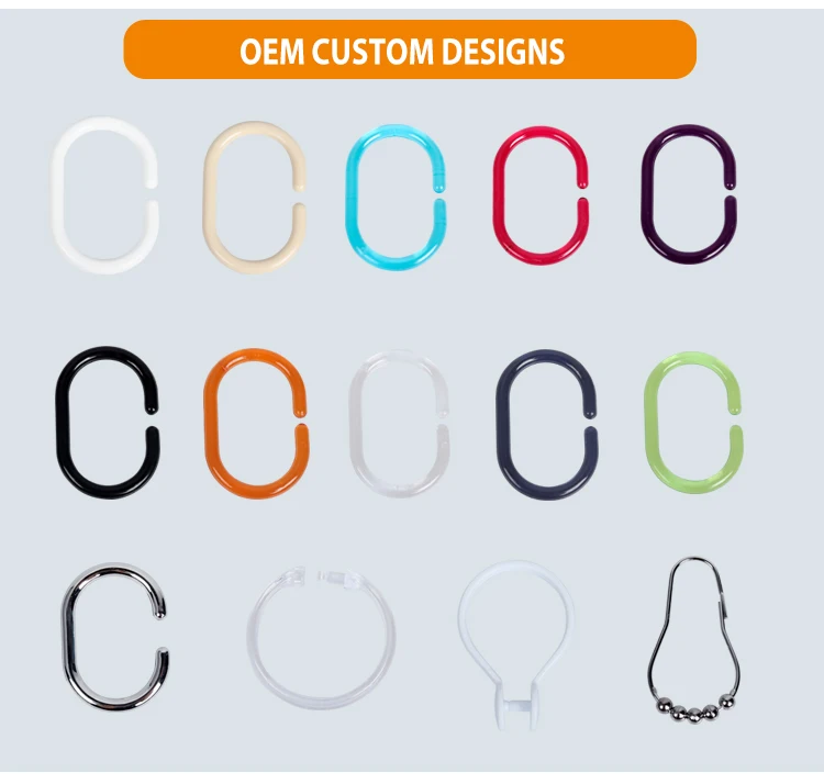 O Shaped Shower Rod Bath Curtain Buckle Hanging Ring Plastic Shower