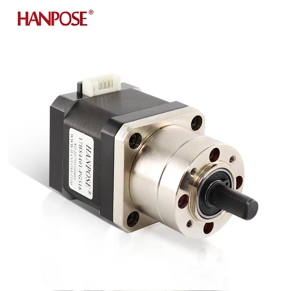 Hanpose Motor Langkah 42 Pilihan Gearbox Nisbah L1 3.71-1 5.18-1 17hs4401s-Pg untuk Pelbagai Alatan Nema 17 Motor Gear