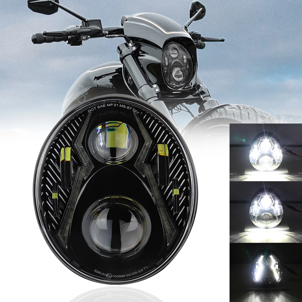 Motorcycle LED Headlight High Low Beam for Harley Softail
