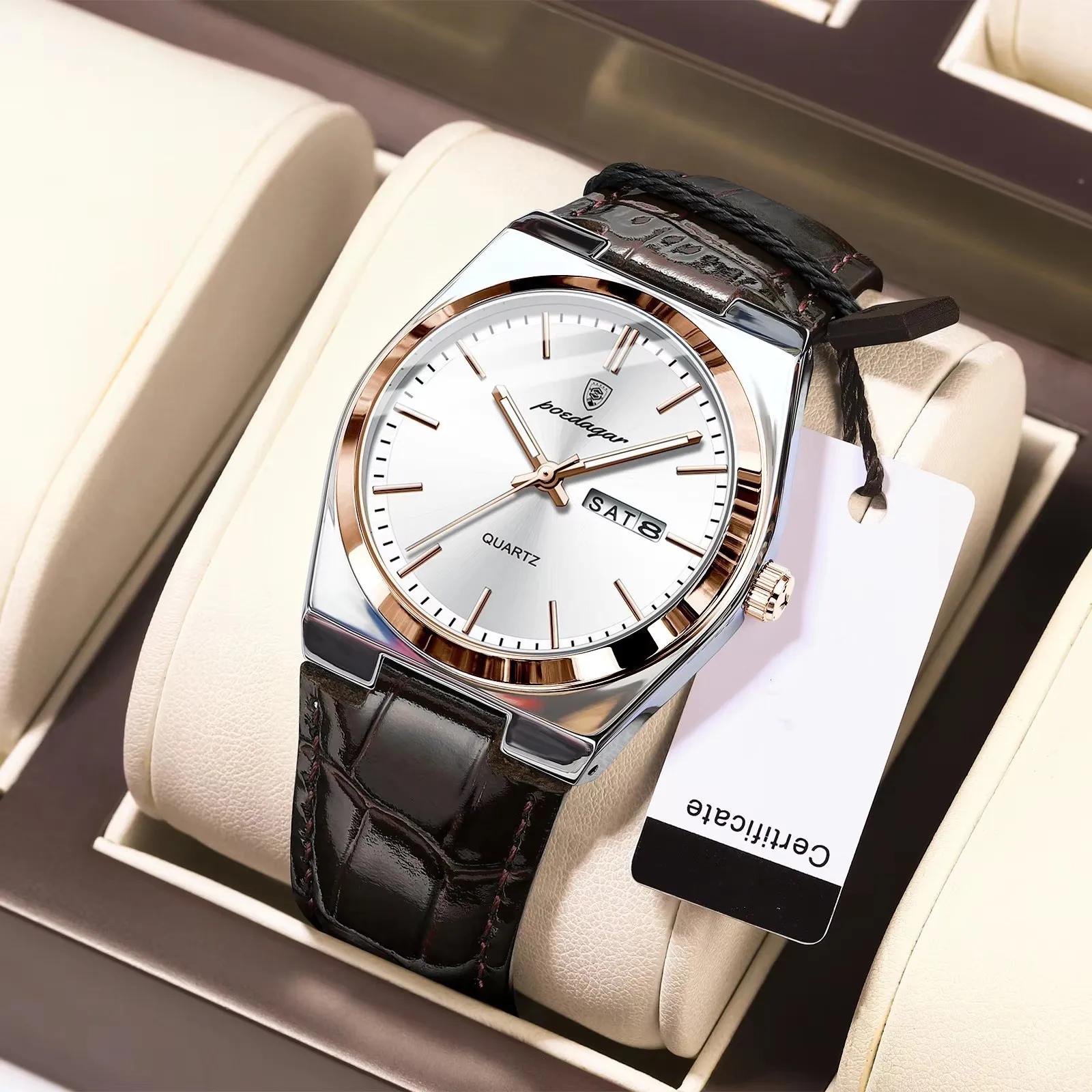 POEDAGAR 930 Men New Luxury Watch Waterproof Luminous Date Week Stainless Steel Watch Re aperçu 24