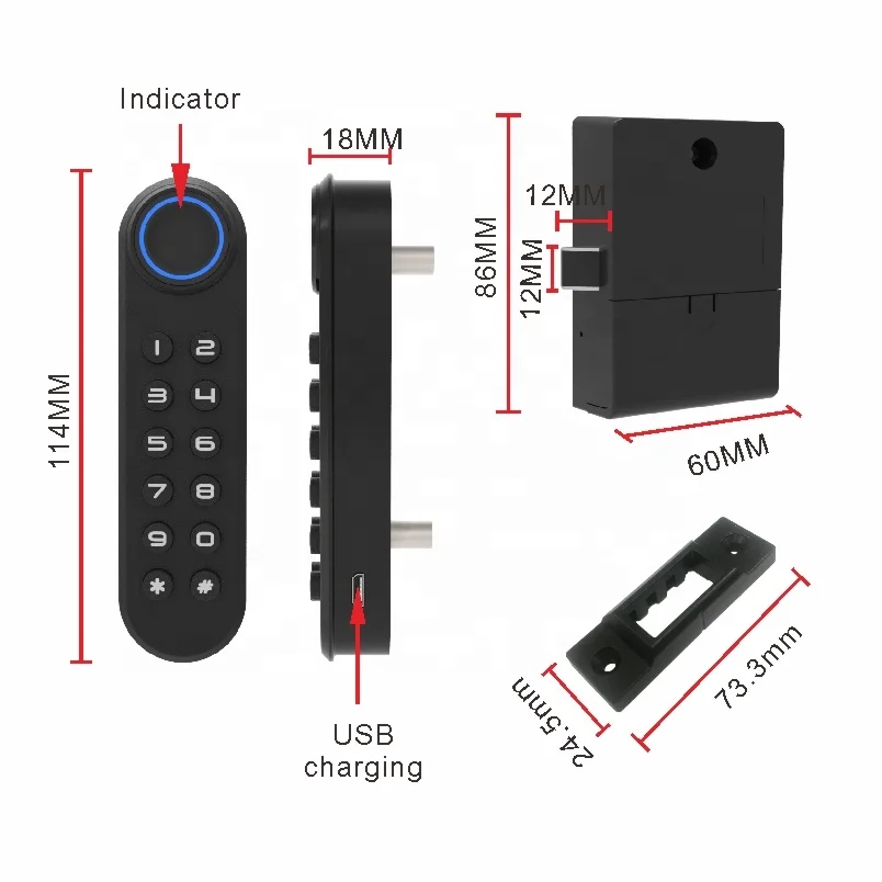 Small Size Keypad Combination Smart Digit Lock Biometric Locker Lock for Office Drawer