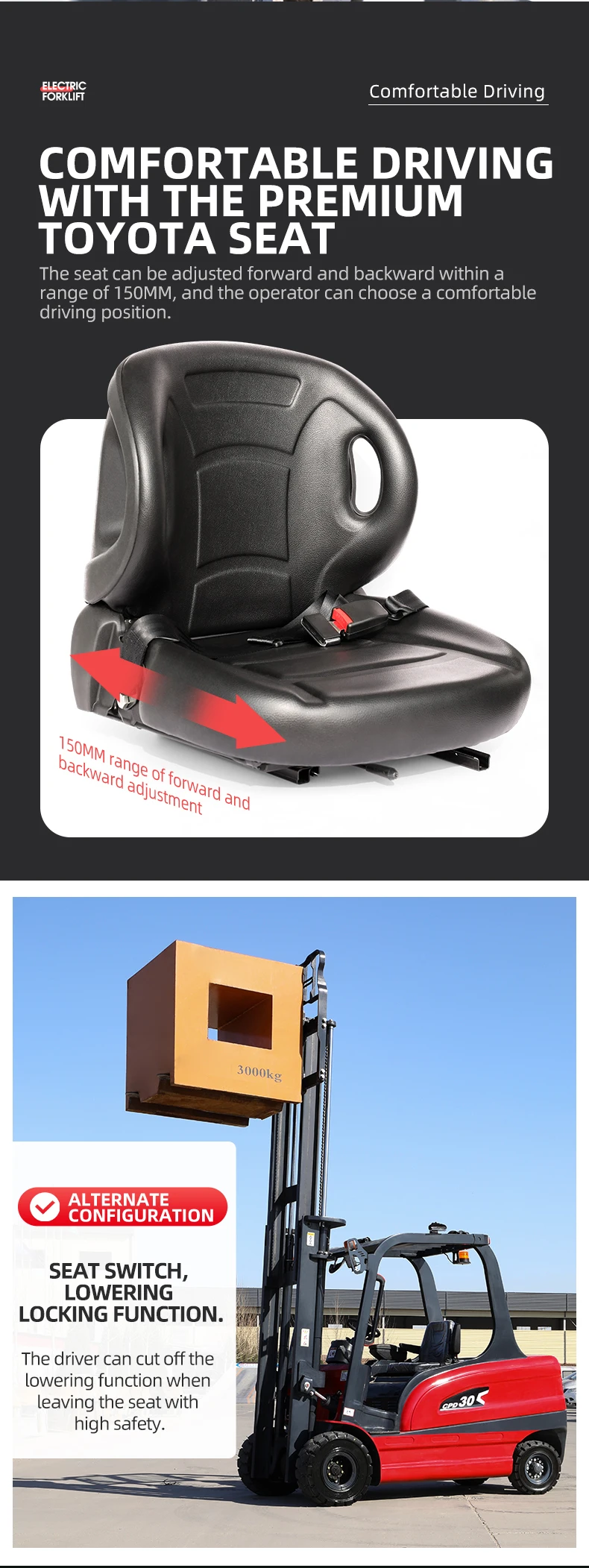Free Shipping Electric Forklift 1.5 Ton 2 Ton 3 Ton Forklift Truck