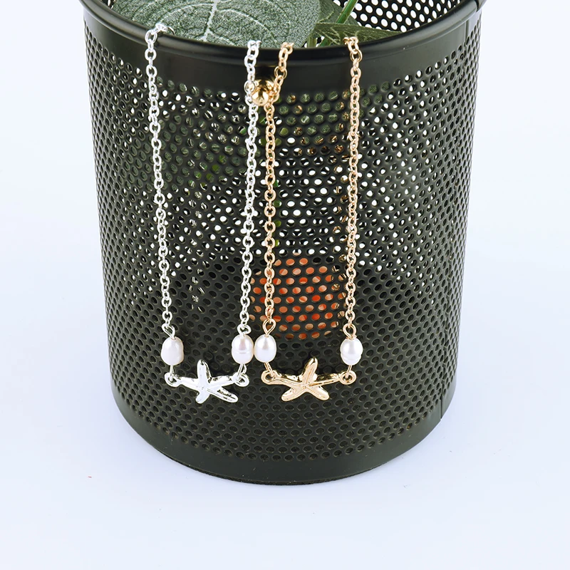 Simple Beach Foot Decoration Manual Tassel Five Pointed Star Foot Chain Starfish Pearl Anklet Accessories