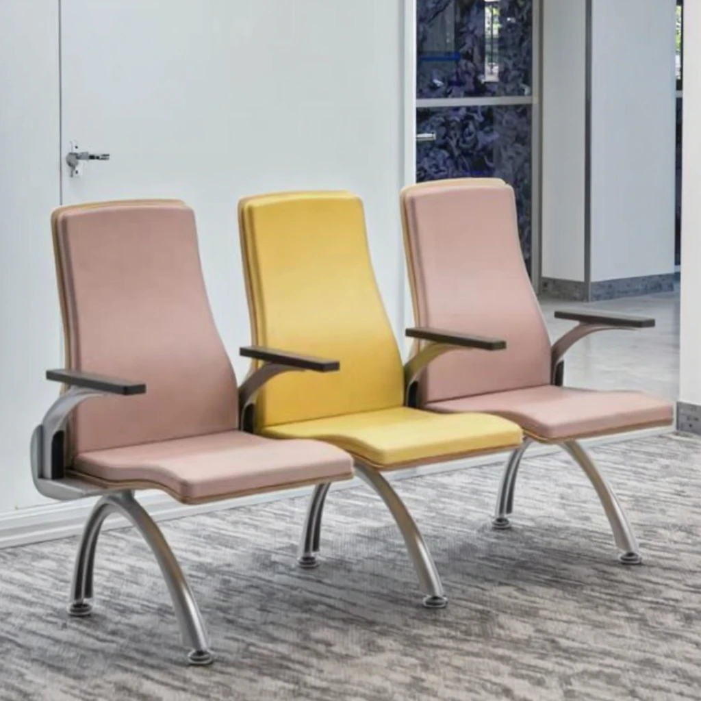 Luxury Tech Fabric Upholstered Bench with Alloy Cantilever Design for Hospital Use Eco-Friendly & Durable 3