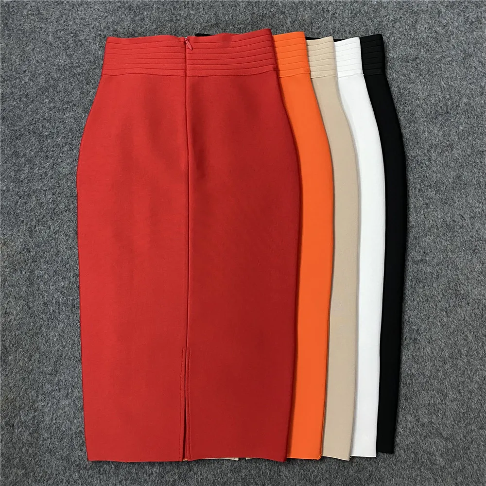 2022 Été Élégant Midi Jupe Crayon Taille Haute Longue Jupe À Bandage Bouton Élastique Vêtements Moulante Jupes À Bandage for119769293_voghion.com