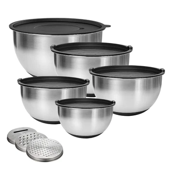 Salad Mixing Bowl With Grater Stainless Steel Mixing Bowls Set With Lid