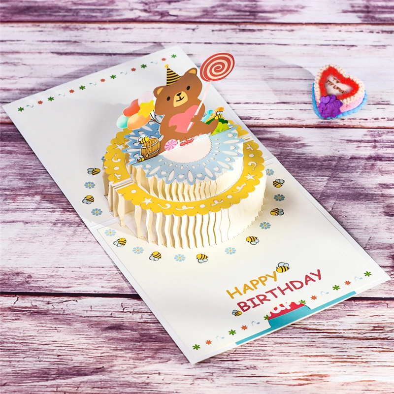 carta di buon compleanno per i bambini moglie marito 3d torta di compleanno  pop-up biglietti di auguri cartoline regali con busta