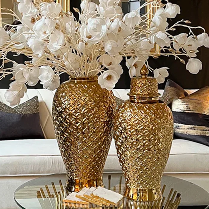 Home Decor Oval Hollow Flower Vase Room Decoration Nordic Ceramic Donut Floral Vase Modern Decorative Vases