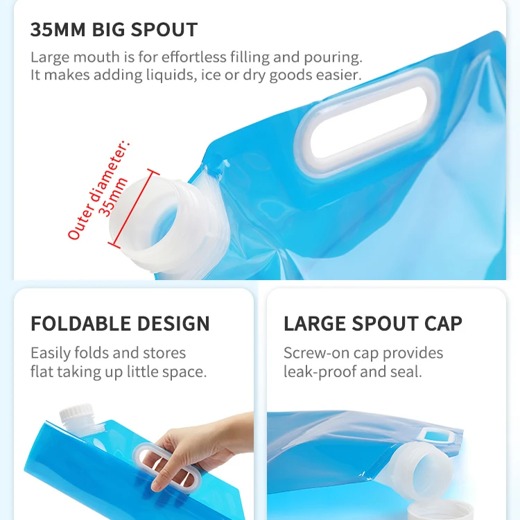 Custom Printed Logo 1 Gallon Disposable Waterproof Drink Pouch Water Beverage Plastic Bag Gravure Printing Surface Handling Beer