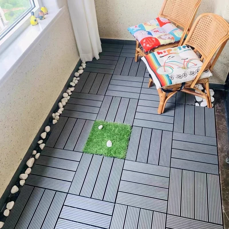 Outdoor Interlocking Square Diy Composite Decking Tile Wpc Wood