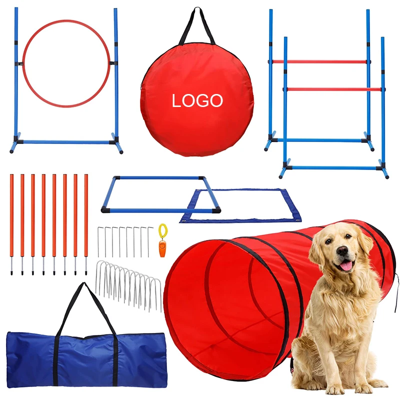 Custom Fashion Eco-Friendly Plastic/PVC Dog Agility Training Equipment Tunnel Poles Hurdles Exercise Obstacle Course Agility