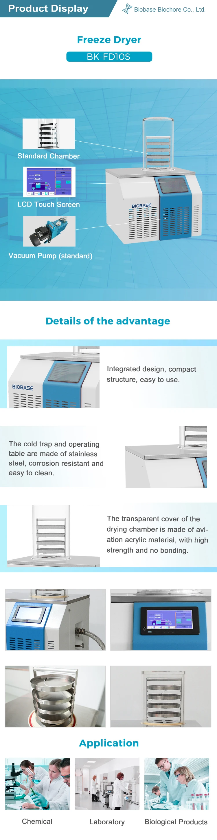 Biobase China Tabletop Freezer Dryer Bk-fd10s Lcd Touch Screen For Lab ...