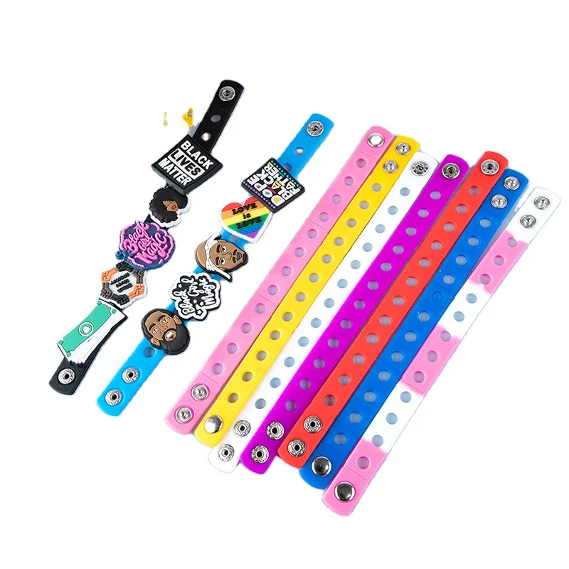 Shoe Accessories Kid Birthday Festival Gifts PVC Silicone Wristbands with Shoe Buckle Logo Rubber Wristbands