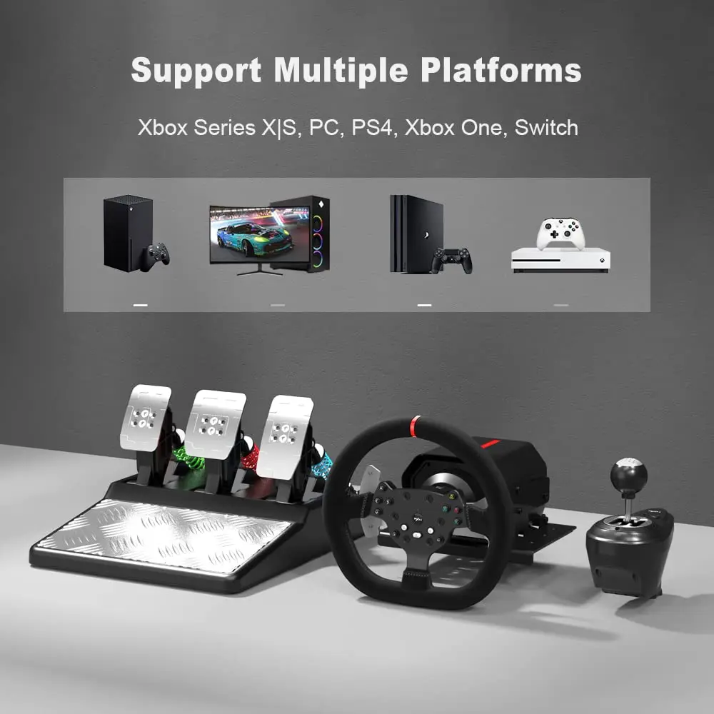 PXN V10 Driving Simulator Force Feedback Pc Steering Wheel 900 Degree Gaming Wheel for Ps4, Xbox One, Computer