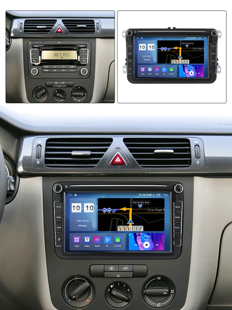 Doppel DIN Autoradio Android 11 Wireless Carplay Android Auto Mirror Link, Radio mit Navi 7 Zoll Touchscreen GPS Navigation, WiFi, Bluetooth, FM RDS, EQ, Rückfahrkamera Mic, USB, Lenkradsteuerung