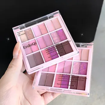 18-Color Purple Eyeshadow Palette, Matte and Shimmer Shades, Korean Style Earthy Tones, Highly Pigmented for Subtle Looks