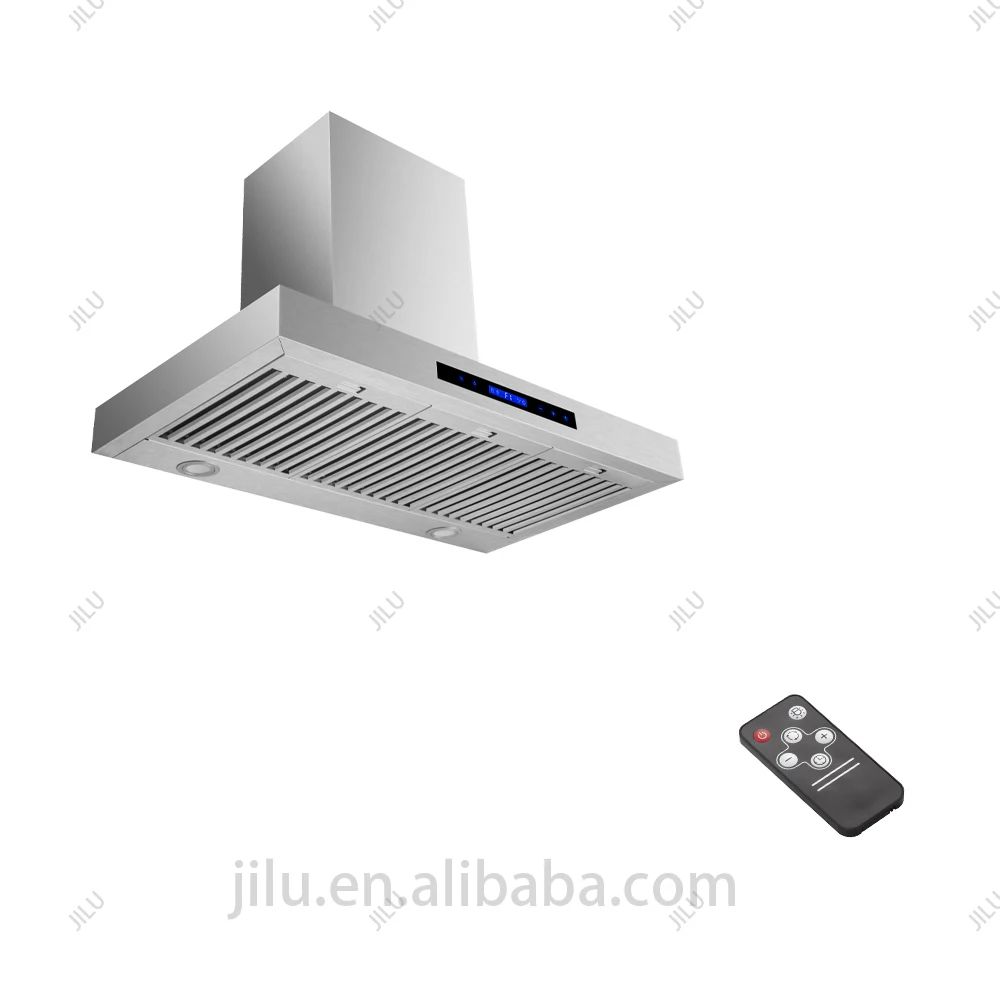 Customized 110V Electric Range Hood Commercial Use Stainless Steel Wall-Mounted Kitchen Island Chimney Exhaust Free Spare Parts details
