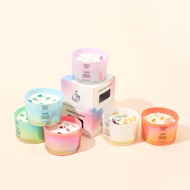 Custom Logo Healing Crystal Stone Aromatherapy Candle Fragrance Kerze