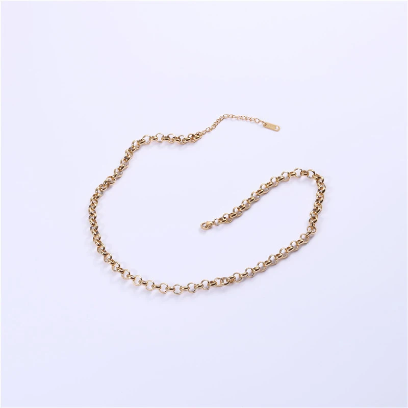 Trendy 18k Gold Plating 316l Stainless Steel Chunky Chain Choker Necklace For Women Hip Hop