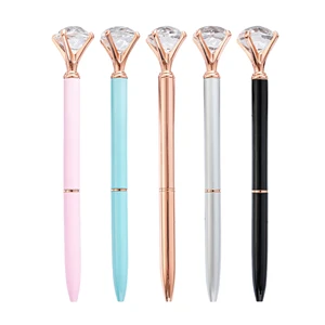 Diamond Metal Ballpoint Pen Rotating Oil Tip Custom Logo for Student Gifts Advertising