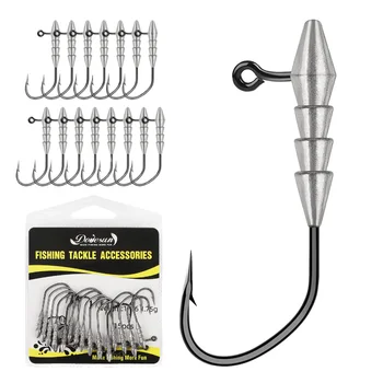 CHEERY 15pcs/bag Lead Jig Heads 1/0 Size Barbed Hooks for Catfish Bass Trout Saltwater & Freshwater Lure Fishing – Metal Jig – view 2