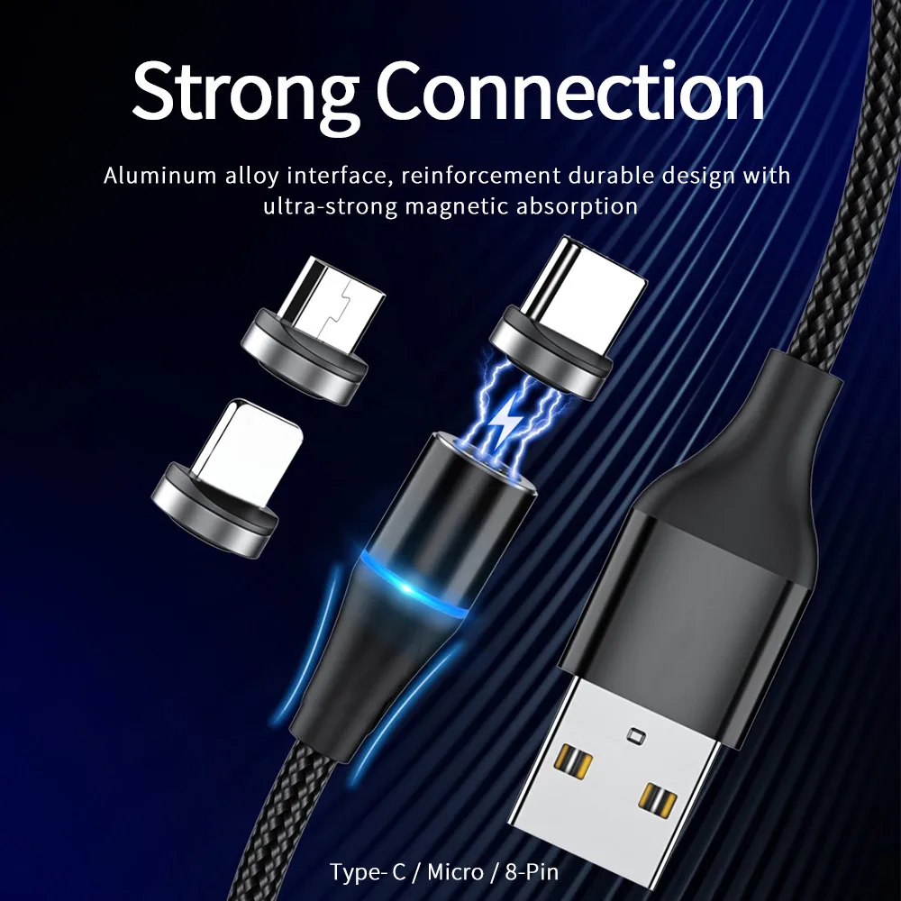 Nylon Braided Metal Alloy Round Magnetic Tip USB Data Cable - ANKUX.COM