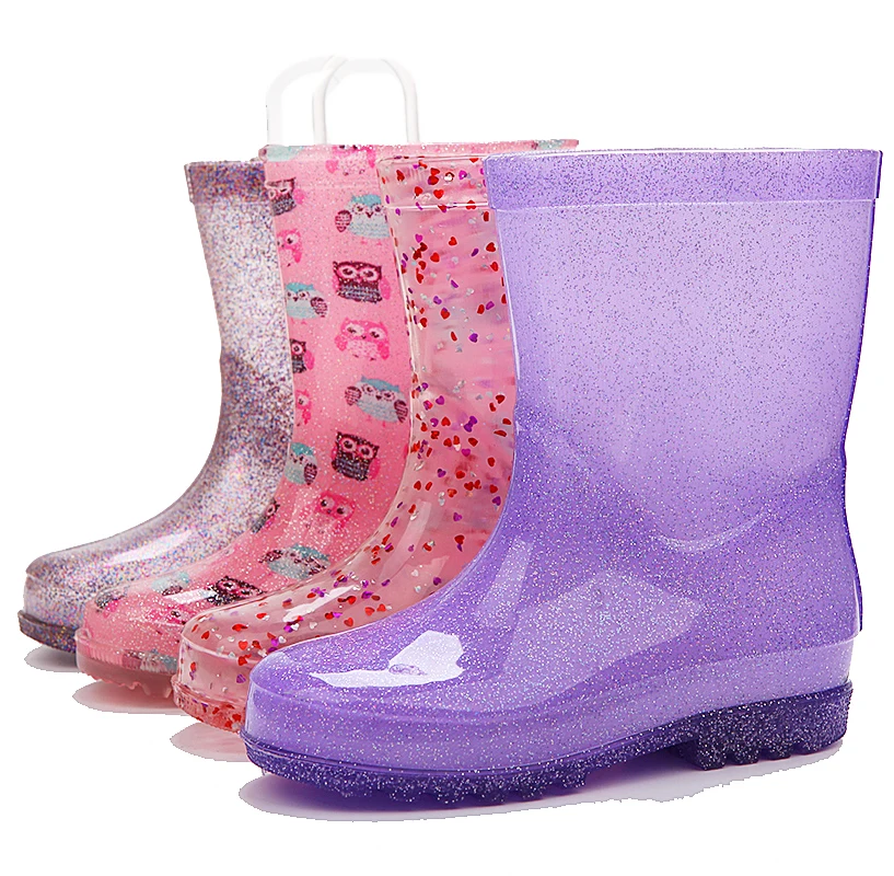 Children Pvc Transparent Half Color Change Rain Shoes Boots Rainboots For Kids