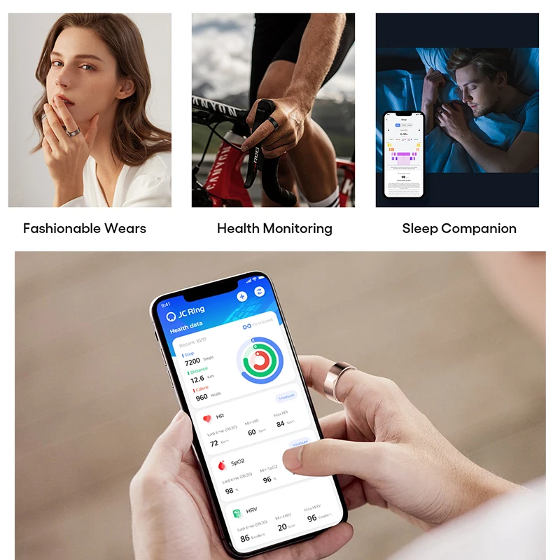2301A anillo inteligente de moda salud grado médico ritmo cardíaco SpO2  Monitor de sueño rastreador de actividad para Android IOS teléfono móvil