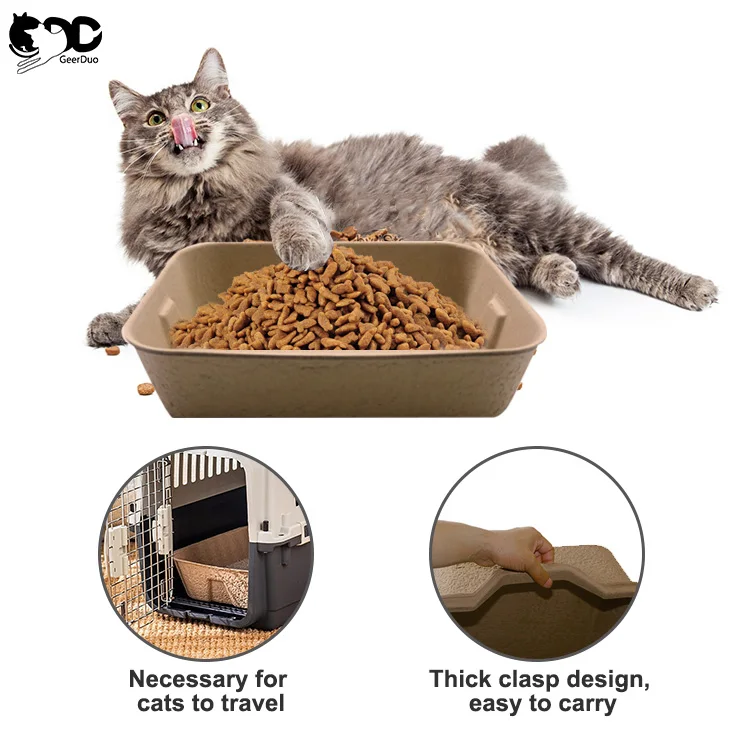 Geerduo Pet Eco-friendly Biodegradable Portable Water-resistant Leakproof Cardboard Disposable Cat Litter Toilet Box