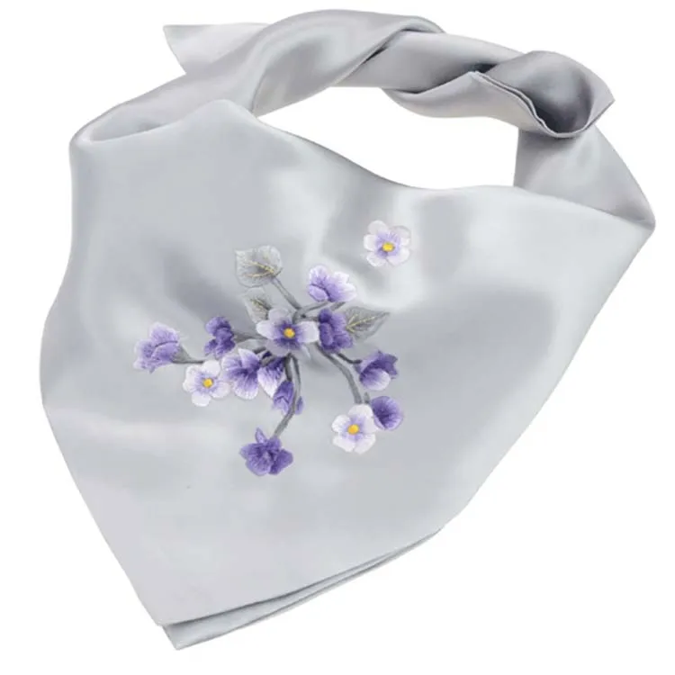 16mm Spring and Autumn Silk Scarf Flight Attendant Silk square Lady Silk Scarf 55cm Small Square Neck Scarf with Su Embroidery