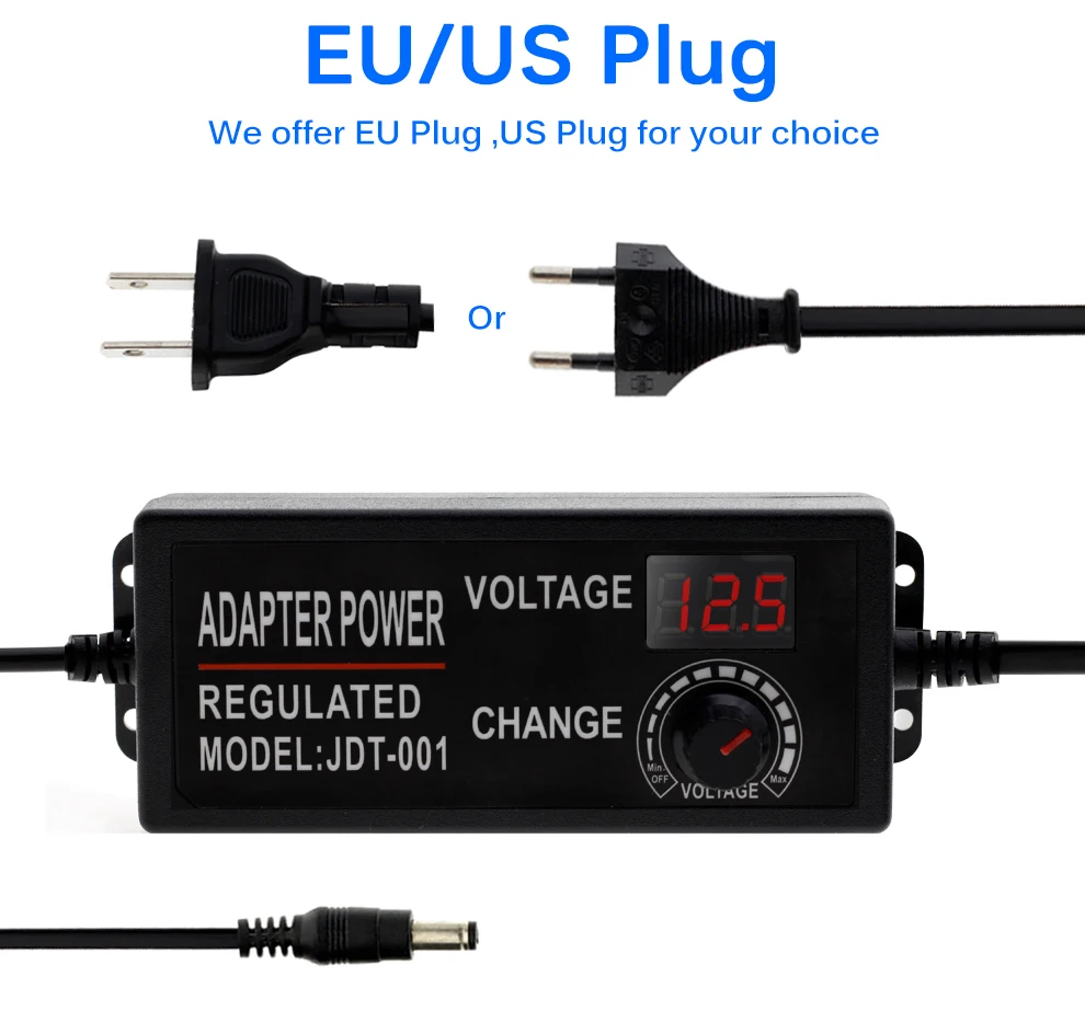 Universal Charger Adapter Display Screen Adjustable AC DC Power Supply Plug In 