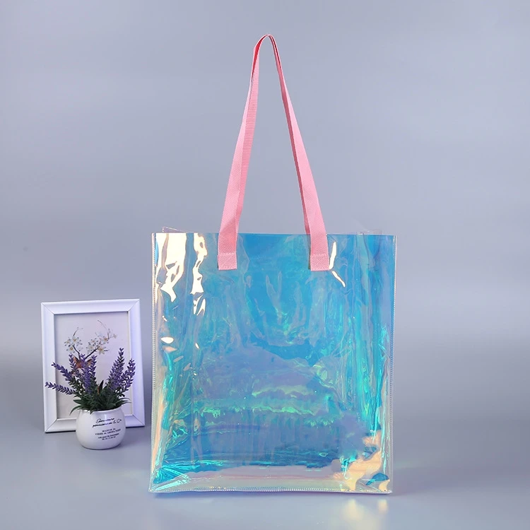 Fashion Laser PVC Beach Bag Holographic Iridescent Shopping Tote