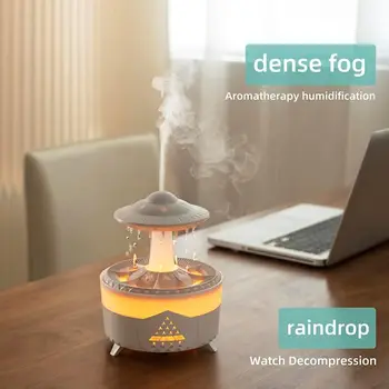 New Air Humidifier Household Office Raindrops Aroma Diffuser Christmas Gift Mushroom Cloud Rain Humidifier Electric 12 Desktop