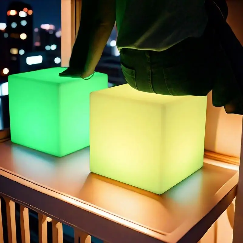 Wholesale Modern LED Chair with Illuminated Cube Plastic Bar Furniture for Dining Outdoor Hotel Night Club Hall Decorations