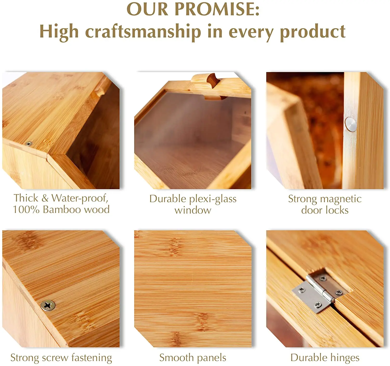 product wholesale bread box countertop bamboo kitchen storage box food bread storage bin wooden storage box food organizer-0