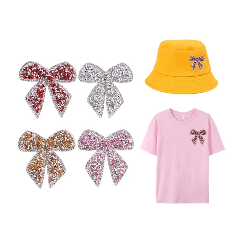 Free sample hotfix motif heat transfer rhinestone flower iron on patches for bling decorations