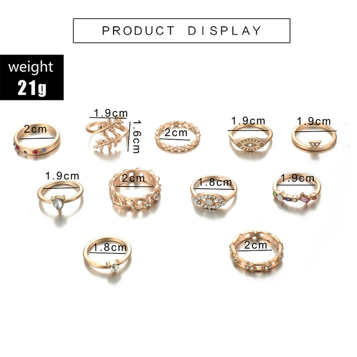 MUCKLILY - Lot De 4 Bagues En Verre Coloré Pour Femme - Bijoux Décoratifs Ajustables - Pour Fêtes & Festivals